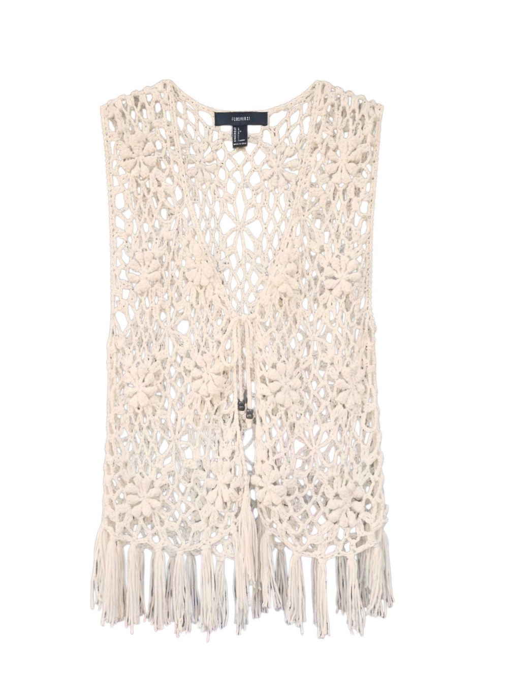 Forever 21 Crochet Fringe Vest – Boho Y2K Festival